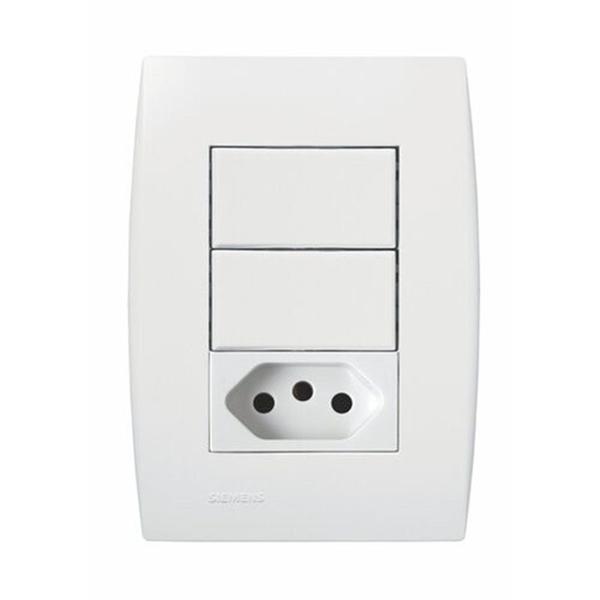 Imagem de Interruptor 2 Seções + Tomada 10A 250V 4 X 2 BRANCA LINHA ILUS  5TA99068 SOPRANO 