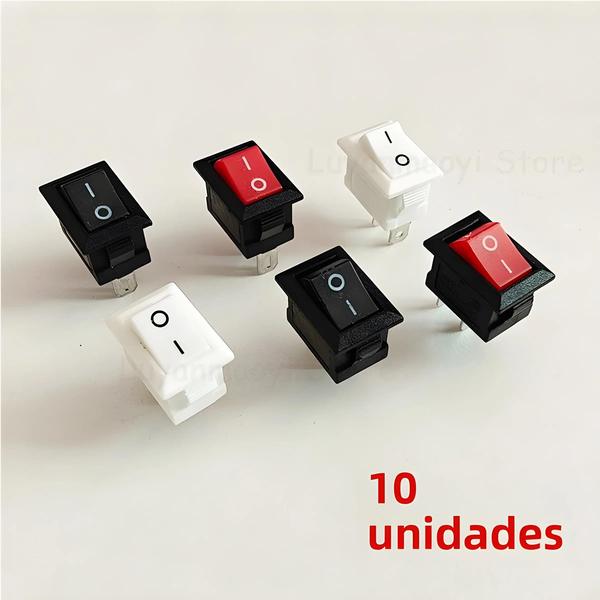 Interruptor Basculante On/Off Snap-in - 10 Peças - 3A 250V - 10x15mm Imagem de Interruptor Basculante On/Off Snap-in - 10 Peças - 3A 250V - 10x15mm