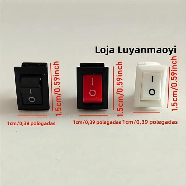 Interruptor Basculante On/Off Snap-in - 10 Peças - 3A 250V - 10x15mm Imagem de Interruptor Basculante On/Off Snap-in - 10 Peças - 3A 250V - 10x15mm