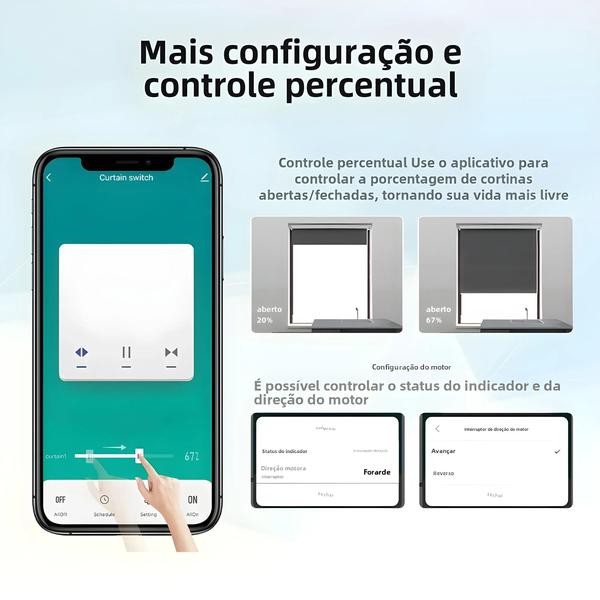 Imagem de Interruptor de Cortina Inteligente Zigbee - Motorizado para Cortinas Rolô e Persianas