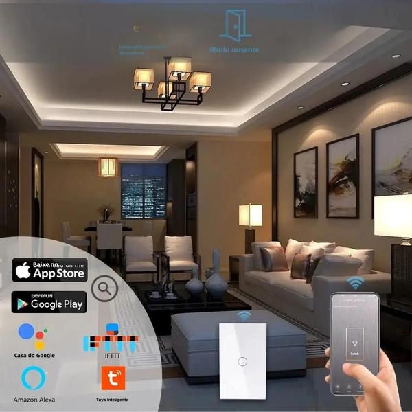 Imagem de Interruptor de Luz Inteligente Wi-Fi - 1/2/3 Gangues, Sem Fio, Toque, Padrão EUA