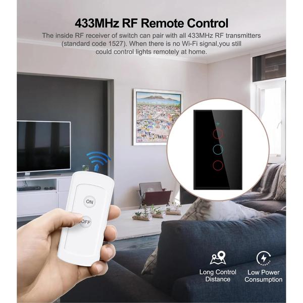 Imagem de Interruptor de Luz Inteligente Wi-Fi Tuya - 120V - Necessário Fio Neutro