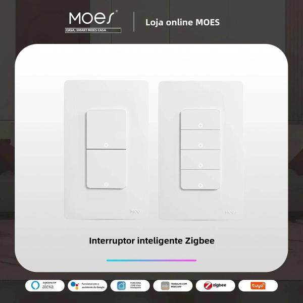 Imagem de Interruptor de Luz Inteligente Zigbee - Botão de Parede com Alexa e Google Home (Fio Neutro)