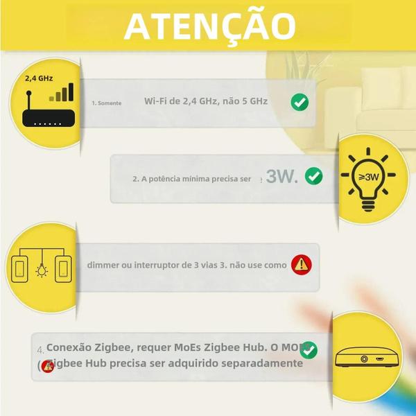 Imagem de Interruptor de Luz Inteligente Zigbee - Botão de Parede Compatível com Alexa e Google