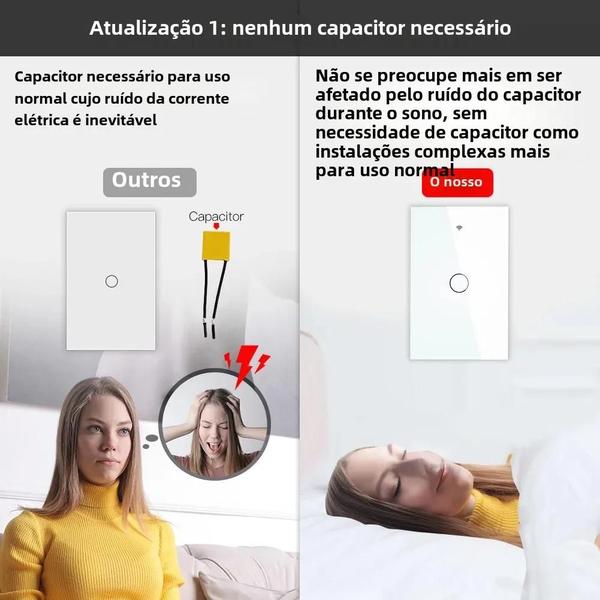 Imagem de Interruptor de Luz Smart Life Tuya Zigbee - Toque, Parede, 2/3 Vias (com e sem Neutro)