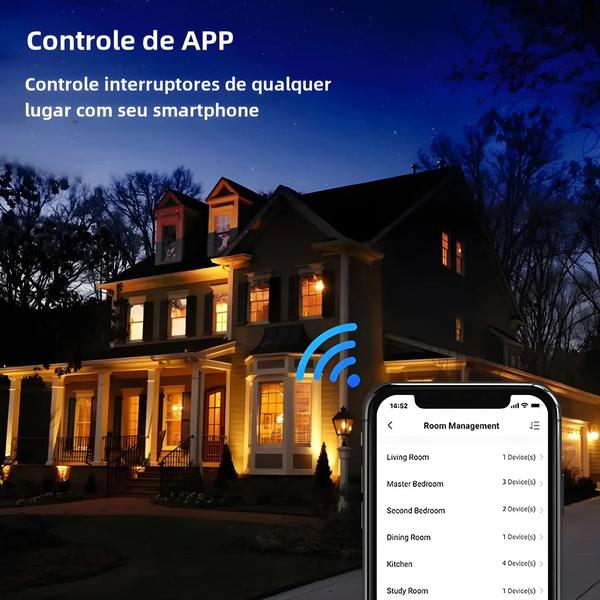 Imagem de Interruptor de Luz Wi-Fi Inteligente EUA (120V) - Painel de Toque - Alexa e Google Home - 1/2/3 Gangues - Sem Fio
