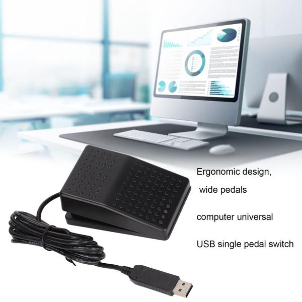 Imagem de Interruptor de pedal USB para jogos, programa de controle de uma tecla, mouse de computador, teclado com luz indicadora, interruptor mecânico de pedal, para zoom, configurações da chave de transcrição, testes de fábrica, controle de instrumentos