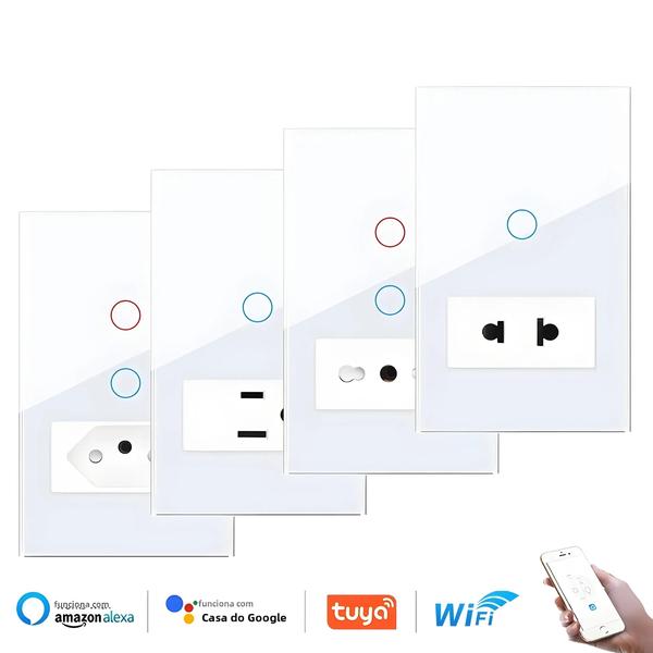 Imagem de Interruptor de Toque Inteligente Wi-Fi Sran Tuya - 1/2 Gang - Painel de Vidro Temperado