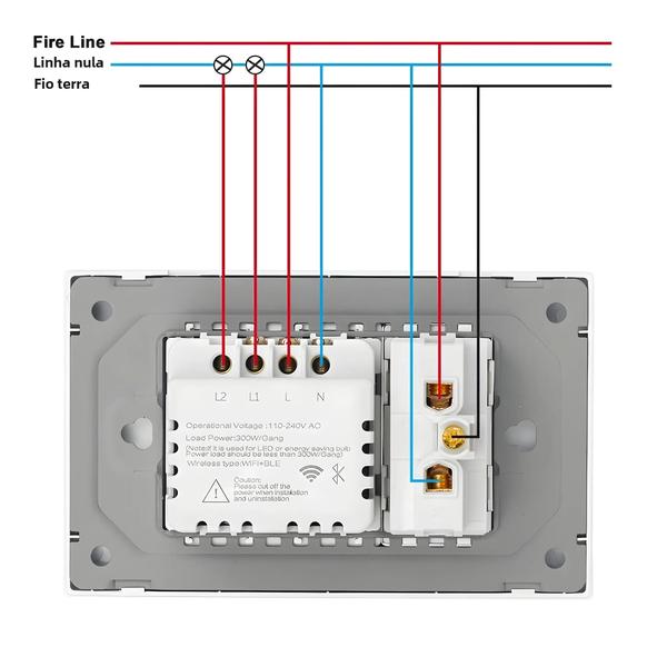 Imagem de Interruptor de Toque Inteligente Wi-Fi Sran Tuya - 1/2 Gang - Painel de Vidro Temperado