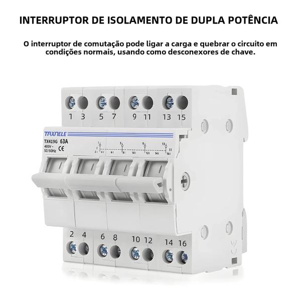 Imagem de Interruptor De Transferência Manual De Energia Dupla 40A 63A MTS Disjuntor De Isolamento 1P 2P 3P 4P