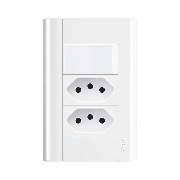Interruptor + duas tomadas 20a com placa 4x2 Fame Modulare Imagem de Interruptor + duas tomadas 20a com placa 4x2 Fame Modulare