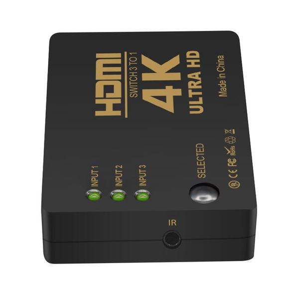 Imagem de Interruptor HDMI 4K com controle remoto Receptor HDMI - preto