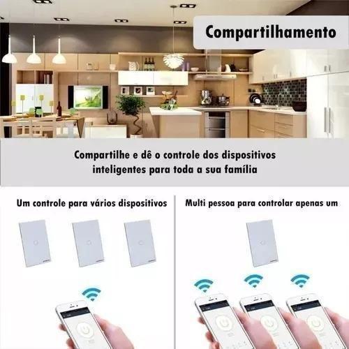 Imagem de Interruptor Inteligente 4 Botões Sem Fio Touch Branco