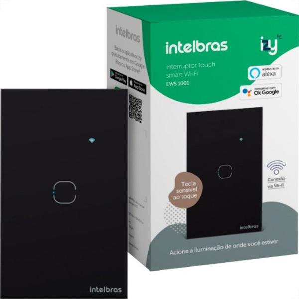 Imagem de Interruptor Inteligente Intelbras Wifi Touch Preto 1 Tecla Ews 1001