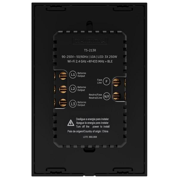 Imagem de Interruptor Inteligente Smart Touch Tramontina 1 2 3 Canal Wifi Branco Preto 4x2