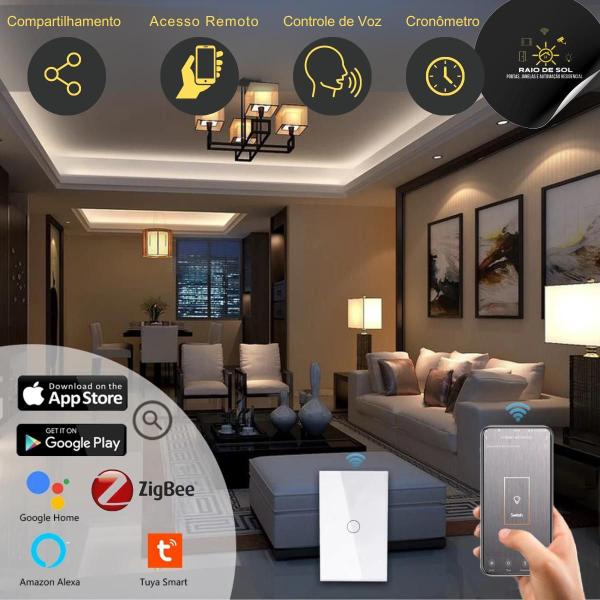 Imagem de Interruptor Inteligente Touch Zigbee Eka 1 Botão