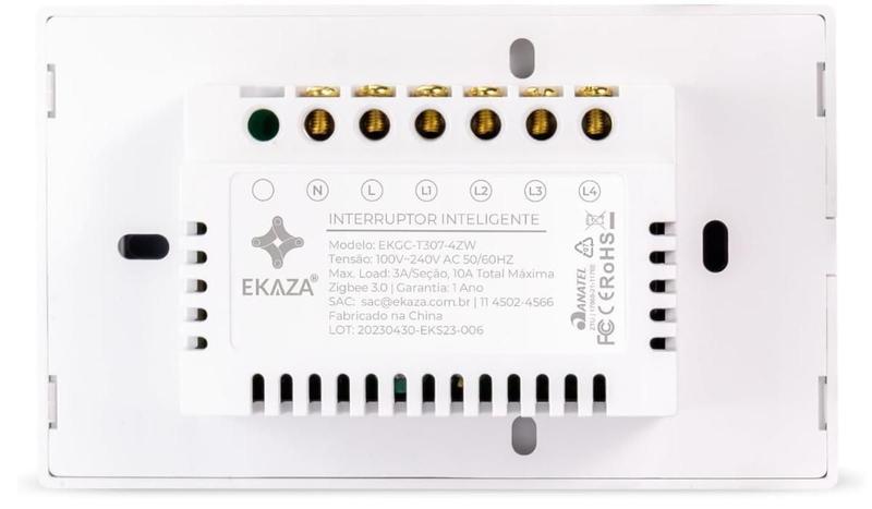 Imagem de Interruptor Inteligente Touch Zigbee Eka 1 Botão