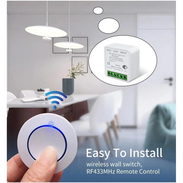 Imagem de Interruptor Inteligente WiFi Tuya 16A com Receptor RF 433MHz - Mini Painel Redondo