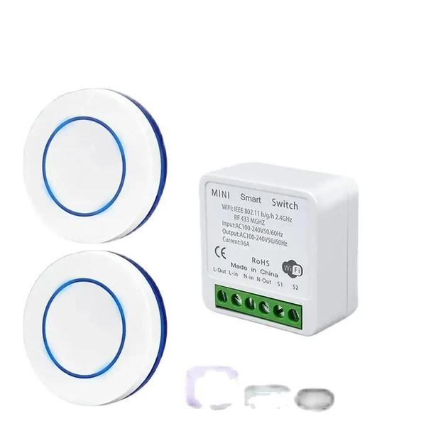 Imagem de Interruptor Inteligente WiFi Tuya 16A com Receptor RF 433MHz - Mini Painel Redondo