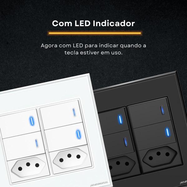 Imagem de Interruptor Inteligente Zigbee 4 Botões Tomadas 4X4 - Preto