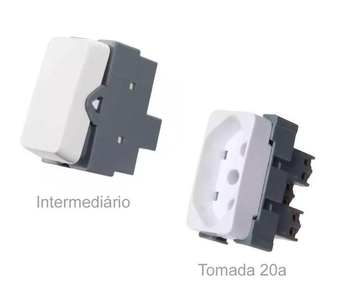 Imagem de Interruptor Intermediário + 2 Tomada 20A Branco Margirius B3