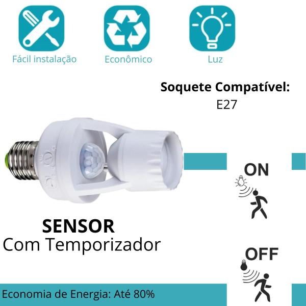 Imagem de Interruptor Sensor Presença   com Fotocélula para Lâmpadas LED e Incandescentes até 60W