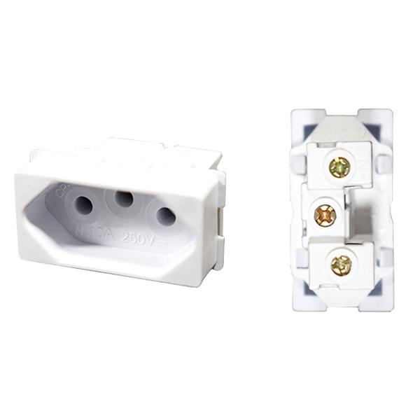 Interruptor Simples 1 Tecla + 2 Tomadas 10A 2p+t Com Espelho Branco Linha Dubai Bivolt 127v e 250v - EPM ACESSORIOS Imagem de Interruptor Simples 1 Tecla + 2 Tomadas 10A 2p+t Com Espelho Branco Linha Dubai Bivolt 127v e 250v