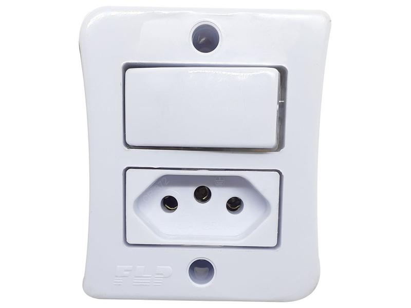Interruptor Simples 1 Tecla + Tomada 20A 2p+t Sobrepor Externo Com Espelho Branco Linha Viena - EPM ACESSORIOS Imagem de Interruptor Simples 1 Tecla + Tomada 20A 2p+t Sobrepor Externo Com Espelho Branco Linha Viena