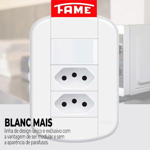 Imagem de Interruptor Simples 16a/250v E 2 Tomadas 2p+t 250v Blanc+ 16A E 2 TOMADA 20A