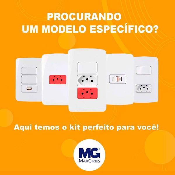 Imagem de Interruptor Simples + 2 Tomada 10A Branco 4x2 Margirius B3