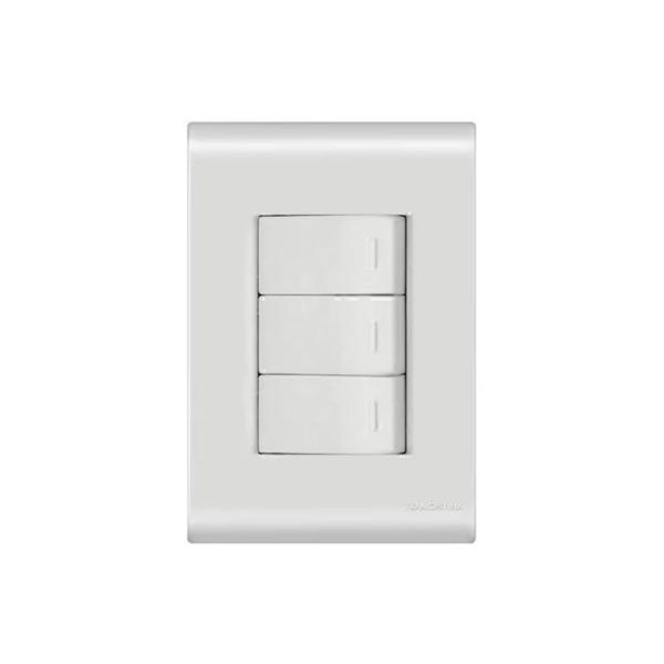 Interruptor simples 3 teclas com placa 4x2 Liz Tramontina Imagem de Interruptor simples 3 teclas com placa 4x2 Liz Tramontina