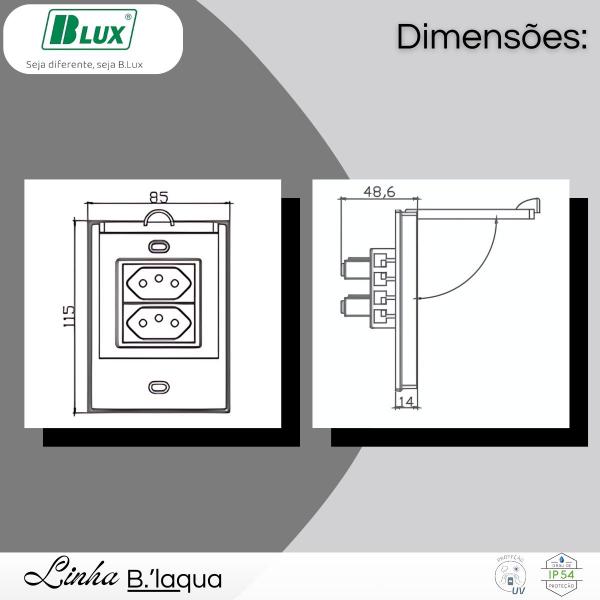 Imagem de Interruptor Simples Preto Prova Dagua Áreas Úmidas - B.lux