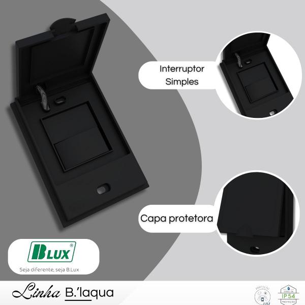 Imagem de Interruptor Simples Preto Prova Dagua Áreas Úmidas - B.lux