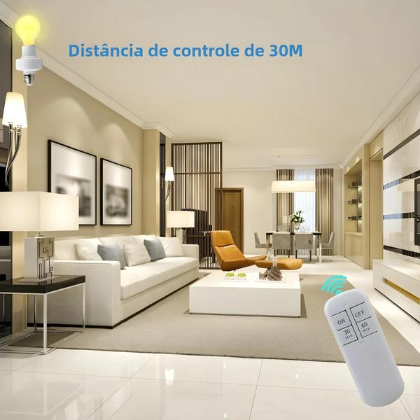 Imagem de Interruptor Temporizador Inteligente E27 - Controle Remoto Sem Fio para Lâmpadas