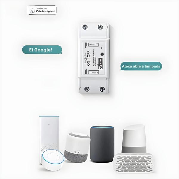 Imagem de Interruptor Wi-Fi Inteligente 10A (100-240V) - Controle por App, Alexa e Google Home (Tuya)