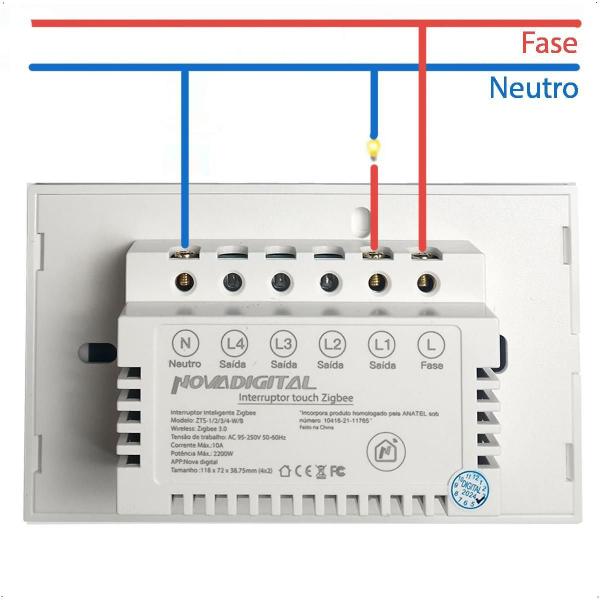 Imagem de Interruptor Zigbee Touch 1 Botão Inteligente 4X2 - Branco