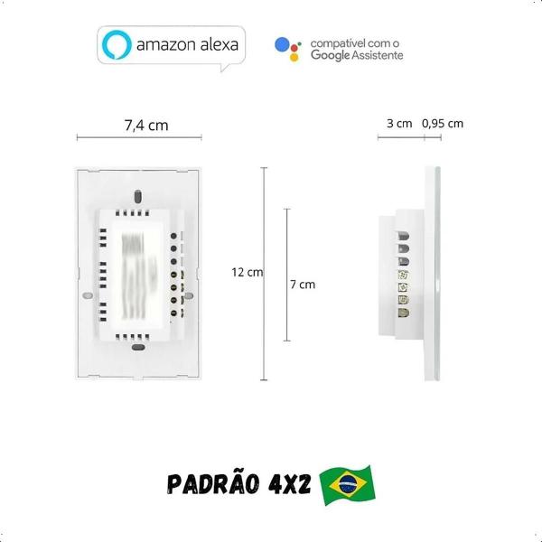 Imagem de Interruptor Zigbee Touch 2 Botões Inteligente 4X2 - Preto