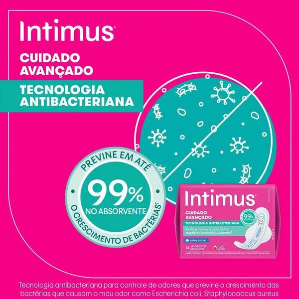 Imagem de Intimus absorvente ultrafino tecnologia antibacteriana com abas de 14 unidades