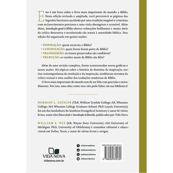 Introdução Geral À Bíblia - VIDA NOVA Imagem de Introdução Geral À Bíblia - VIDA NOVA