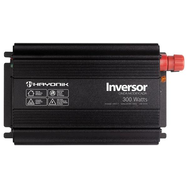 Imagem de Inversor 300W 12VDC/220V ONDA Modificada Cinza Escuro Hayonik