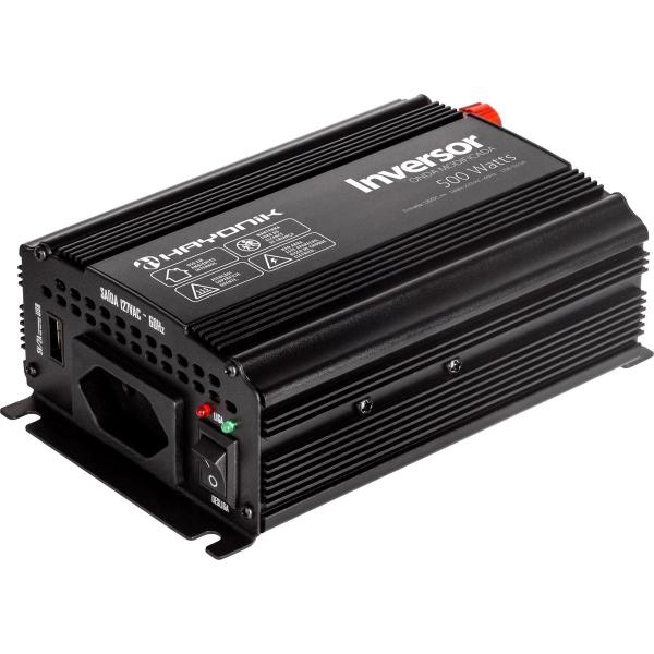 Imagem de Inversor 500W 12VDC/220V ONDA Modificada Cinza Escuro Hayonik