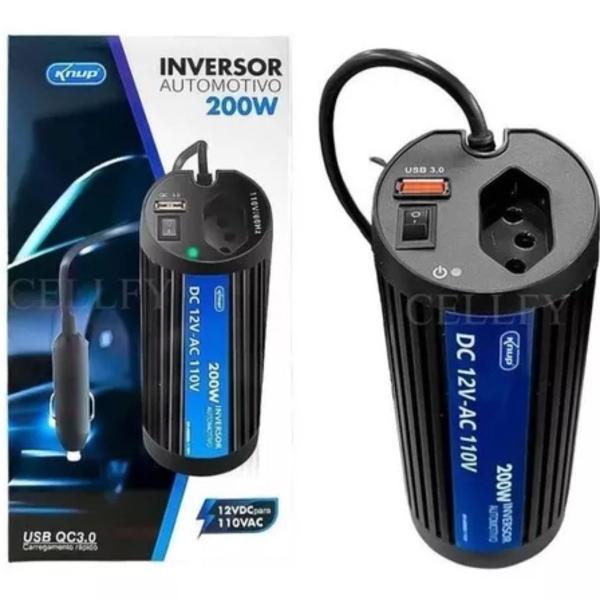 Imagem de Inversor De Energia 12v 110v 200w Tensão Automotivo Usb Knup KP-IN902 