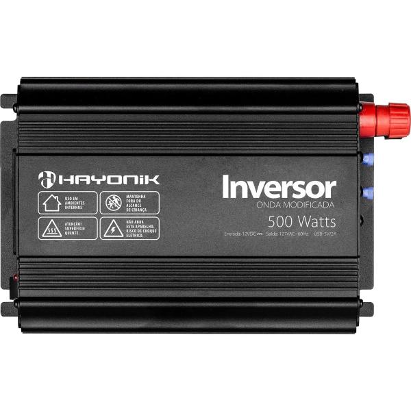 Inversor de Onda Modificada 500W 12VDC/127V USB HAYONIK Imagem de Inversor de Onda Modificada 500W 12VDC/127V USB HAYONIK