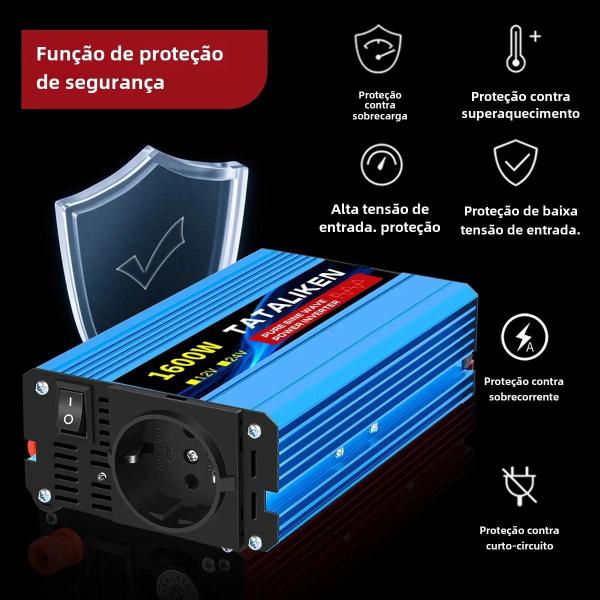 Imagem de Inversor de Onda Senoidal Pura 1000W-4000W - 12V/24V DC para 220V AC 50Hz