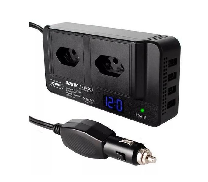 Imagem de Inversor De Tensão 12v 300w/100v = 4 Tomadas Usb