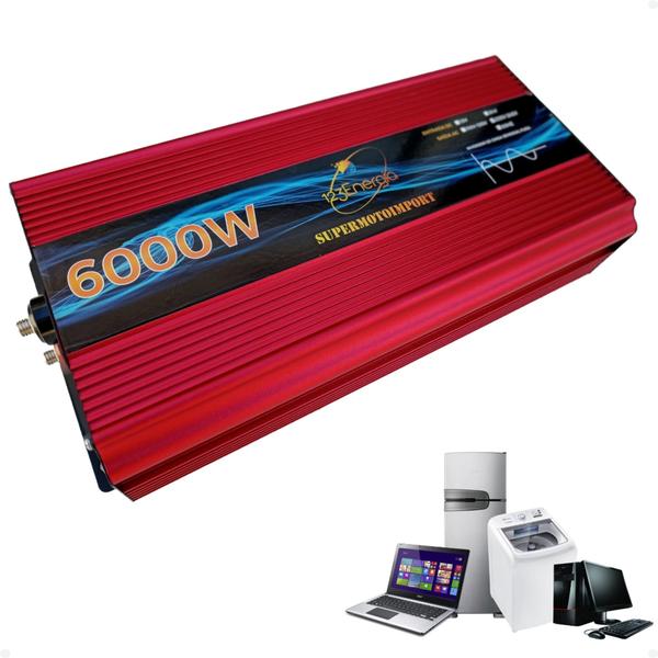 Imagem de Inversor De Tensao 6000w 24v 127v 110v Onda Senoidal Pura