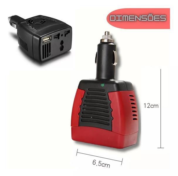 Imagem de Inversor De Tensao Para Carro 12V 110V Usb 150W Com Tomada