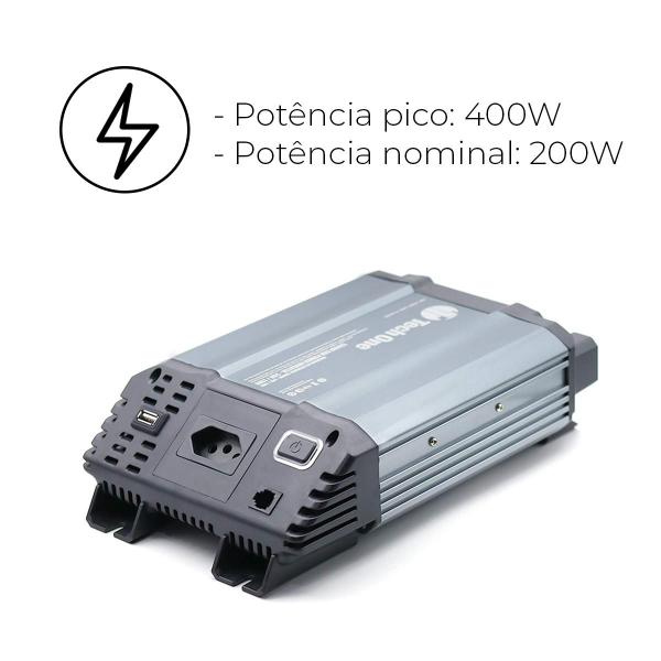 Imagem de Inversor de Voltagem 400W 12V 220 Tech One Permite Ter Uma Tomada Dentro Do Seu Veículo Resistente E Pratico