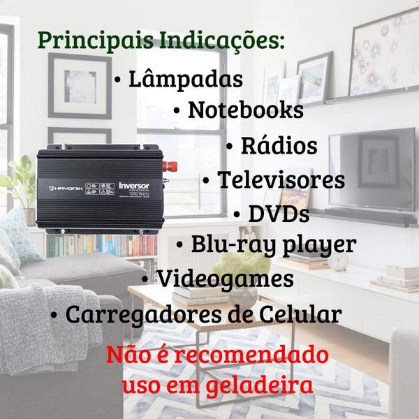 Inversor e Conversor de Tensão Onda Modificada Hayonik 12V para 127V 1000W Com Saída USB 67210 Imagem de Inversor e Conversor de Tensão Onda Modificada Hayonik 12V para 127V 1000W Com Saída USB 67210