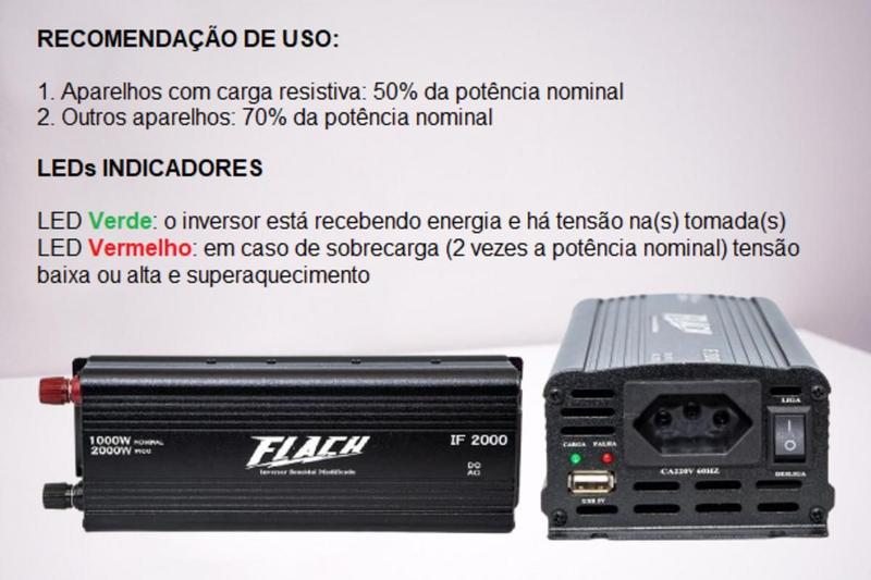 Imagem de Inversor Para Frigobar 12v/220v - 2000w Pico-1000w Nominal